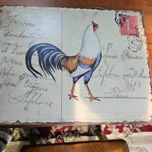 rooster wall metal wall art post card great condition